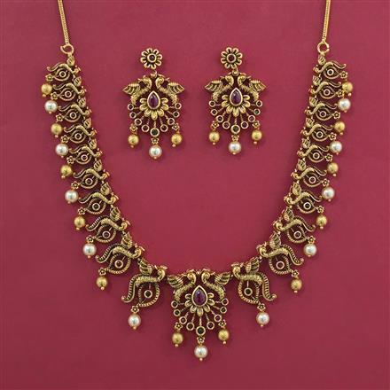 Antique Birds Necklace with Matte Gold Plating