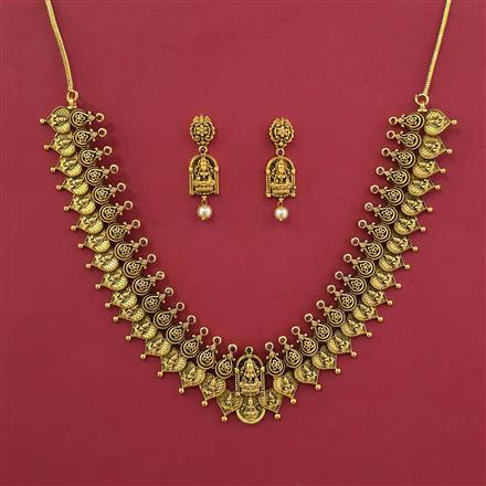 Antique Temple Necklace with Matte Gold Plating