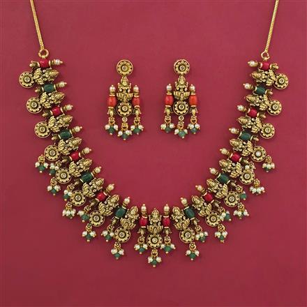 Antique Temple Necklace with Matte Gold Plating