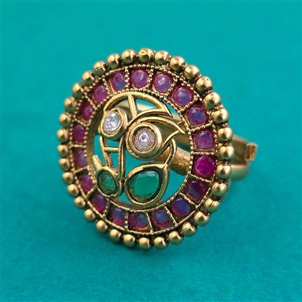 Antique Adjustable Ring with Matte Gold Plating
