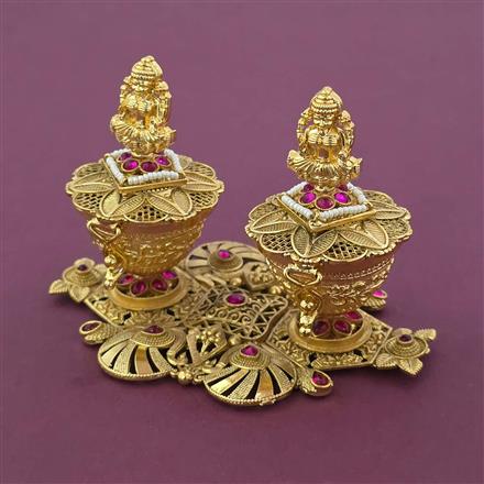 Antique Temple Sindoor Box with Gold Plating