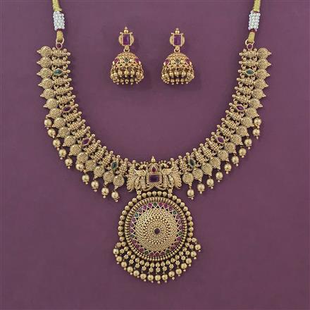 Antique Birds Necklace with Matte Gold Plating
