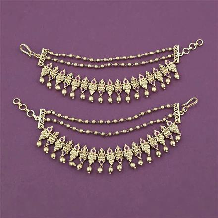 Antique Temple Ear Chain with Matte Gold Plating