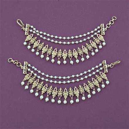 Antique Temple Ear Chain with Matte Gold Plating