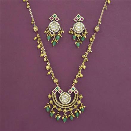 Antique Pearl Pendant Set with Matte Gold Plating