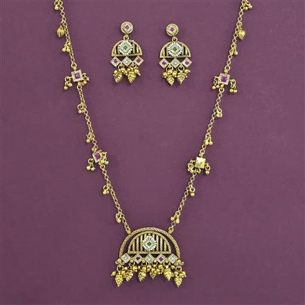 Antique Classic Pendant Set with Matte Gold Plating