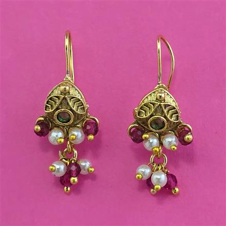 Antique Delicate Earring with Matte Gold Plating
