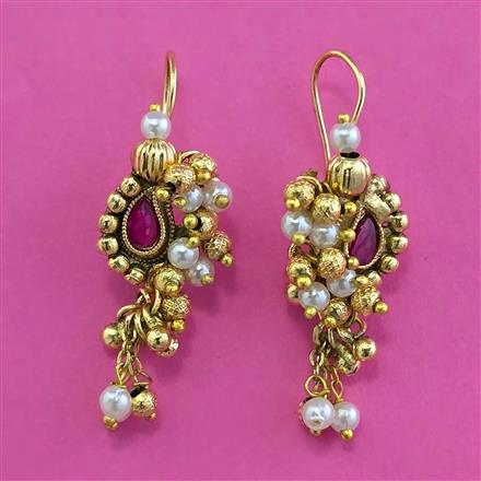 Antique Delicate Earring with Matte Gold Plating