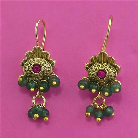 Antique Delicate Earring with Matte Gold Plating