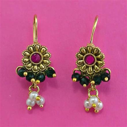 Antique Delicate Earring with Matte Gold Plating