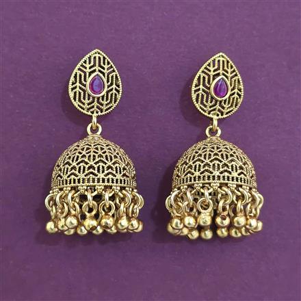 Antique Jhumki with Matte Gold Plating