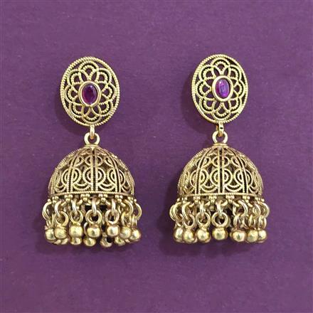 Antique Jhumki with Matte Gold Plating