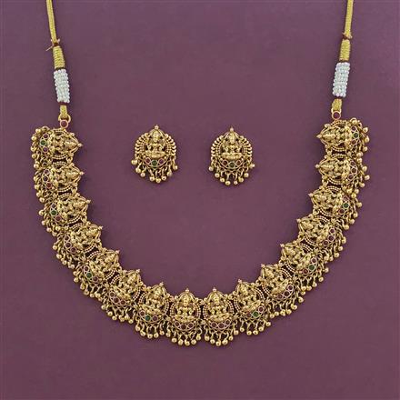 Antique Temple Necklace with Matte Gold Plating