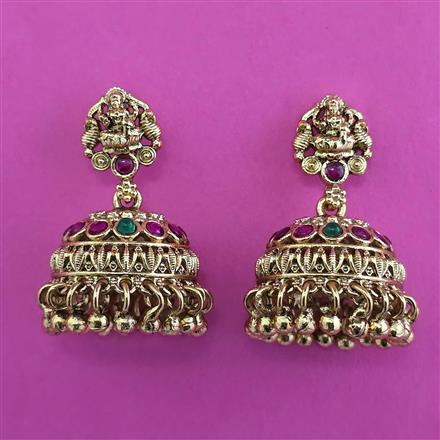Antique Jhumki with Matte Gold Plating