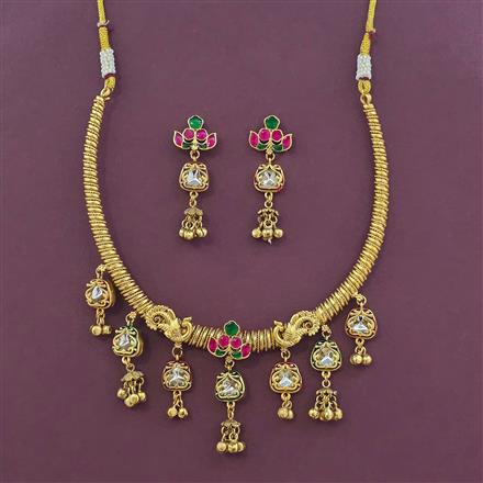 Antique Birds Necklace with Matte Gold Plating