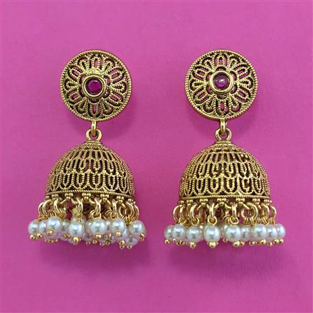 Antique Jhumki with Matte Gold Plating