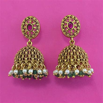 Antique Jhumki with Matte Gold Plating
