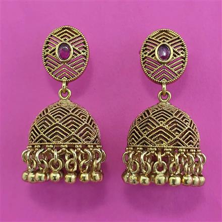 Antique Jhumki with Matte Gold Plating