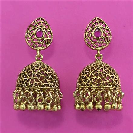 Antique Jhumki with Matte Gold Plating
