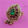 Antique Adjustable Ring with Matte Gold Plating