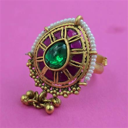 Antique Adjustable Ring with Matte Gold Plating