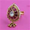 Antique Adjustable Ring with Matte Gold Plating