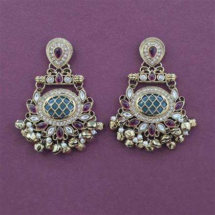 Antique Long Earring with Mehndi Plating