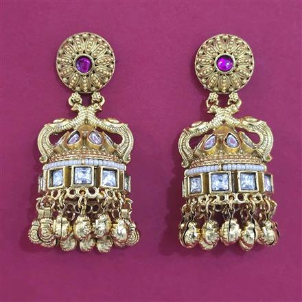 Antique Jhumki with Matte Gold Plating
