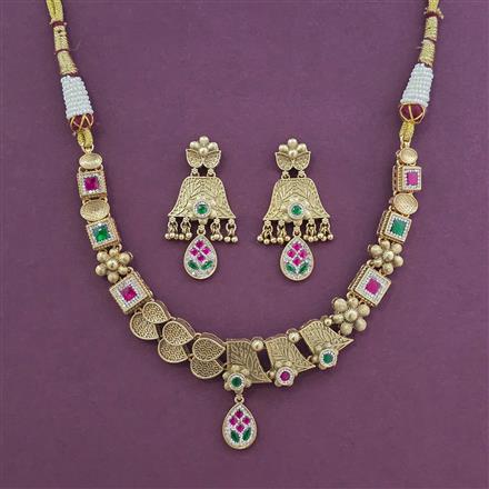 Antique Classic Necklace with Matte Gold Plating