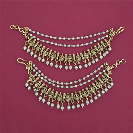 Antique Temple Ear Chain with Matte Gold Plating