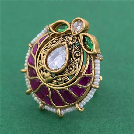 Antique Pearl Ring with Matte Gold Plating