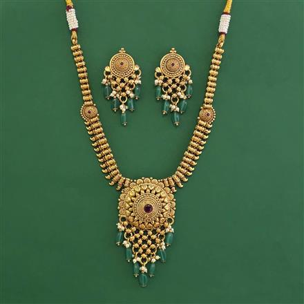 Antique Pearl Necklace with Matte Gold Plating