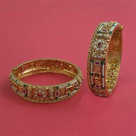 Antique Openable Bangles with Matte Gold Plating