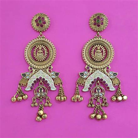 Antique Meenakari Earring with Matte Gold Plating