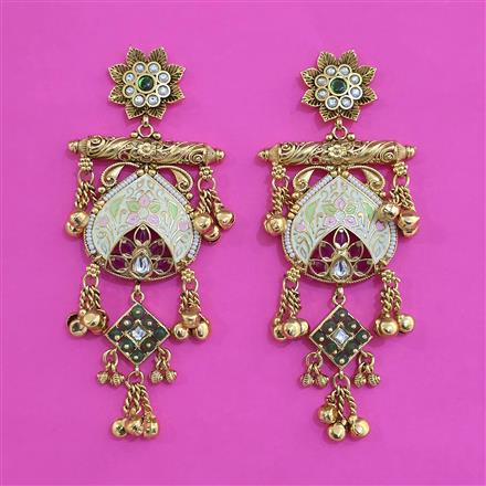Antique Meenakari Earring with Matte Gold Plating