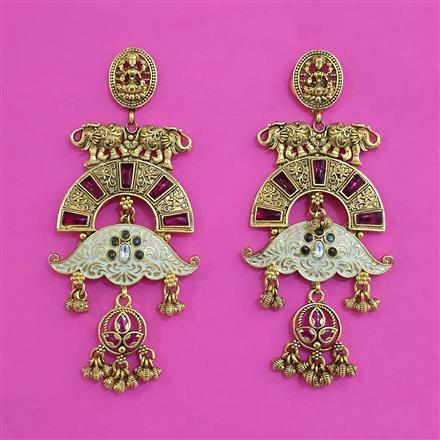 Antique Temple Earring with Matte Gold Plating