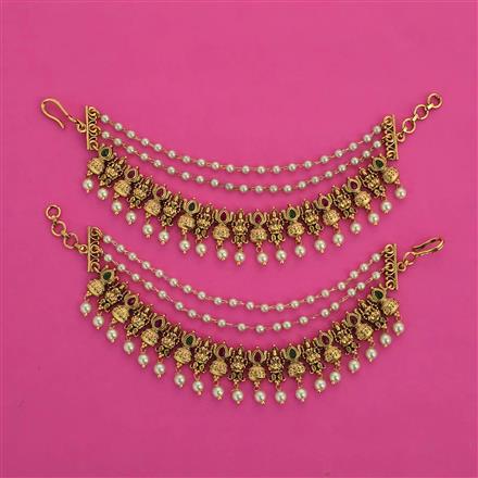 Antique Pearl Ear Chain with Matte Gold Plating
