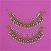 Antique Pearl Ear Chain with Matte Gold Plating