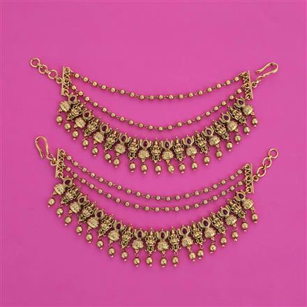 Antique Pearl Ear Chain with Matte Gold Plating