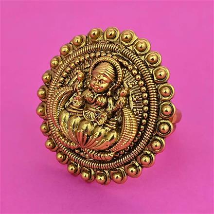Antique Adjustable Ring with Matte Gold Plating