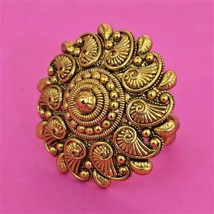 Antique Adjustable Ring with Matte Gold Plating