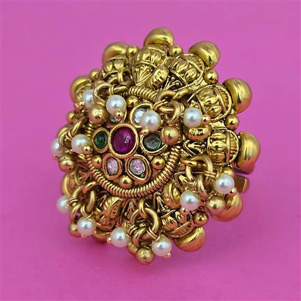 Antique Adjustable Ring with Matte Gold Plating