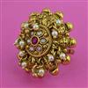 Antique Adjustable Ring with Matte Gold Plating