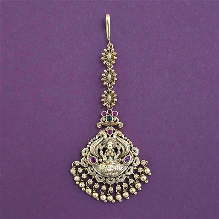 Antique Temple Tikka with Matte Gold Plating