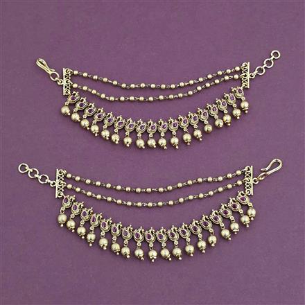 Antique Classic Ear Chain with Matte Gold Plating