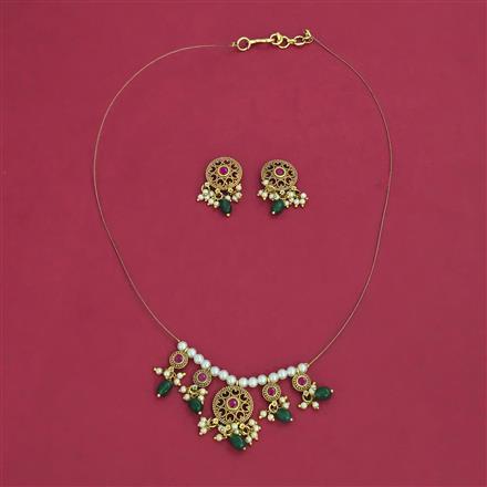 Antique Pearl Pendant Set with Matte Gold Plating