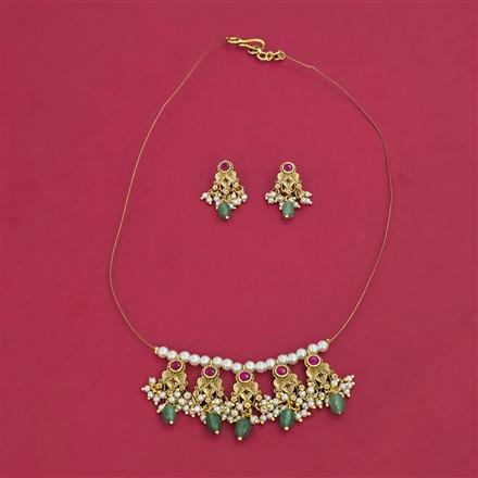 Antique Pearl Pendant Set with Matte Gold Plating