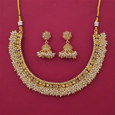 Antique Pearl Necklace with Gold Plating