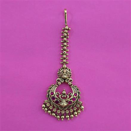Antique Temple Tikka with Matte Gold Plating