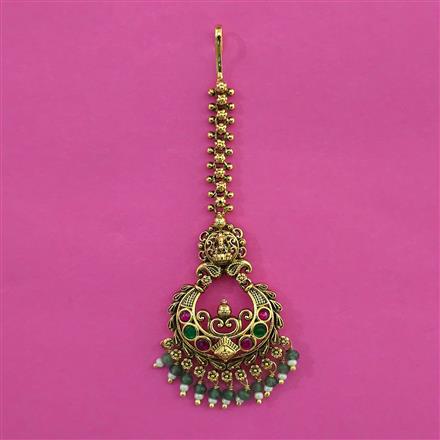 Antique Temple Tikka with Matte Gold Plating